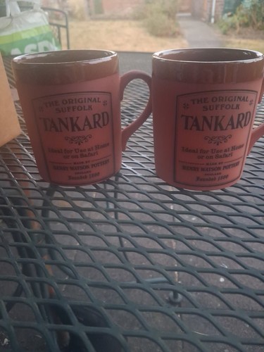 Two terracotta tankards - terracotta,