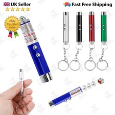 2 In 1 Laser pen Pointer Light Cat Toy Interactive Training Keychain LED 1MW UK