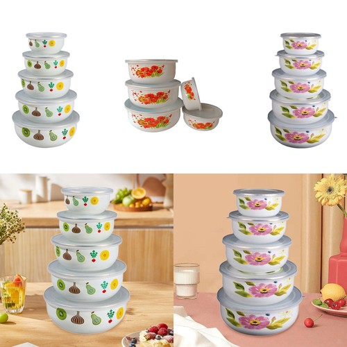 5pcs enamel bowls nesting - 5pcs,