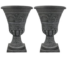 Stone Look Large Plant Pots Outdoor Garden Patio Urn Stand Round Tall Planters