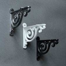4" SMALL ANTIQUE CAST IRON VICTORIAN SHELF WALL BRACKET BLACK WHITE PEWTER-BR01