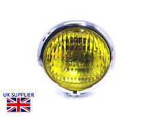 Motorbike Headlight Yellow Lens 4 3/4" Vintage Retro Crash Bar Lamp in CHROME