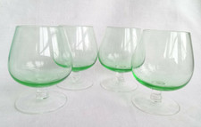 Set of 4 Coup Green Glass Cocktail  Glasses Vintage Art Deco 8 cm Tall