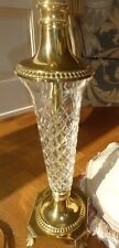 Cut crystal glass fluted column table lamp shade tassels 82cm brass Waterford