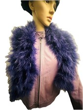 Vtg 70s Ostrich Feather Boa Wrap Scarf Glam Burlesque Flapper Festival Purple