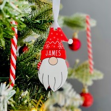 Personalised Christmas Acrylic Gonk Bauble - Red - Add any Name