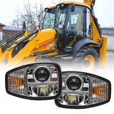 Pair LED Headlight Lights Head Wired Headlamp For JCB backhoe loader 2CX/3CX