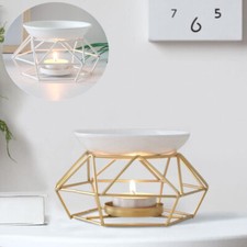 Ceramic Bowl Metal Frame Wax Melt Oil Burner Candle Tealight Holder Home Decor