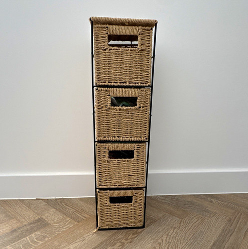 Beige wicker storage unit - beige,