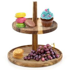 2 Tier Wooden Food Stand Round