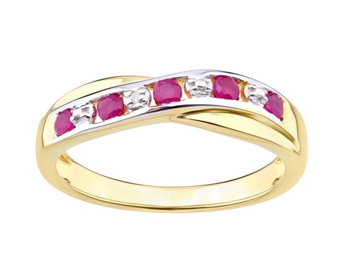 9ct yellow gold silver ruby - yellow, on