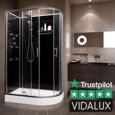 Vidalux 1200 x 800 Left Shower Cabin Black UK's #1 Fast build Enclosure No Leaks