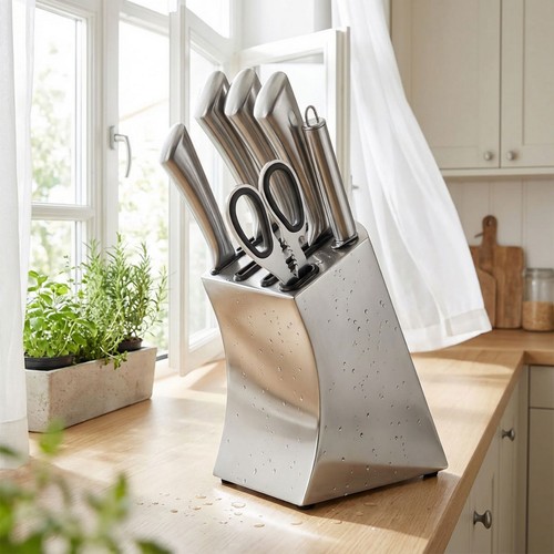 Stainless steel knife block - stainless,
