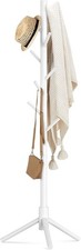 Wooden Coat Rack Stand with 8 Hooks New Zealand Pine 3 Adjustable Coat Standing 