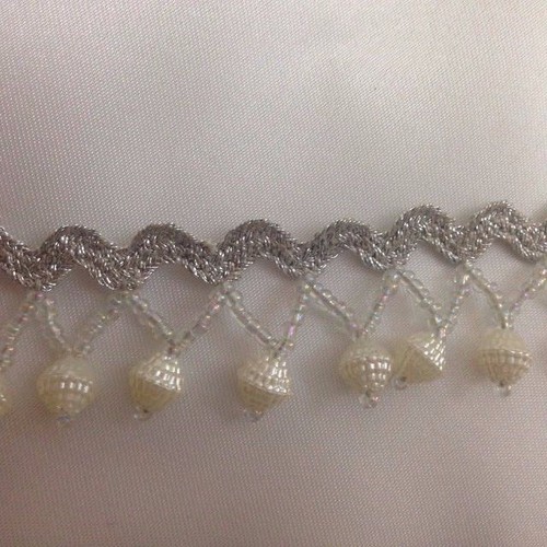 Ivory pearl beaded - beaded, fringe