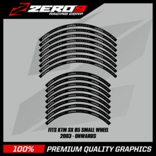 KTM Rim Decals SX 85 17" / 14"  Small Wheel MX Motocross Graphics BLK / GRY