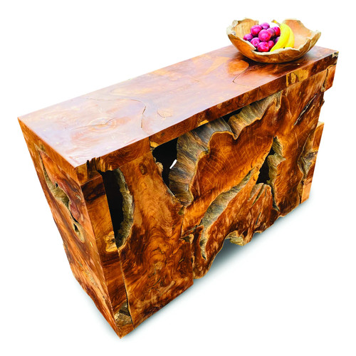 Teak root block console - block, 120cm