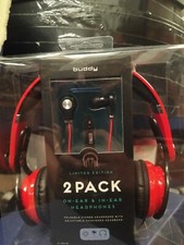 Buddy Set of 2 Wired Headset Headphones For PC Laptop Skype Zoom in-ear on-ear