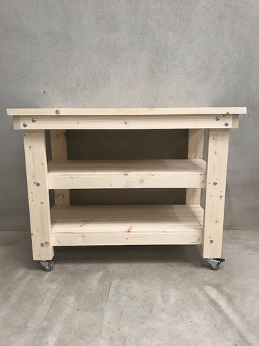 Wooden work bench with two - work,
