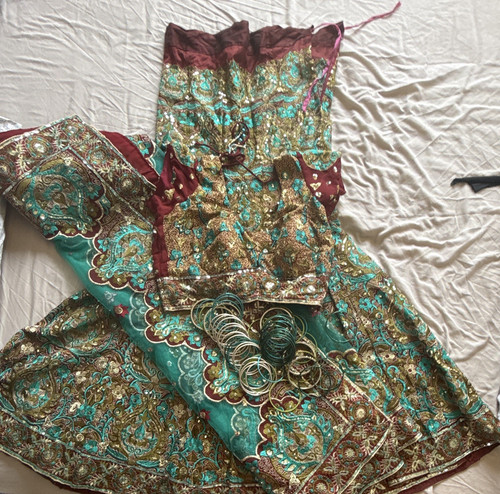 Embroidered multi lehenga set - lehenga,