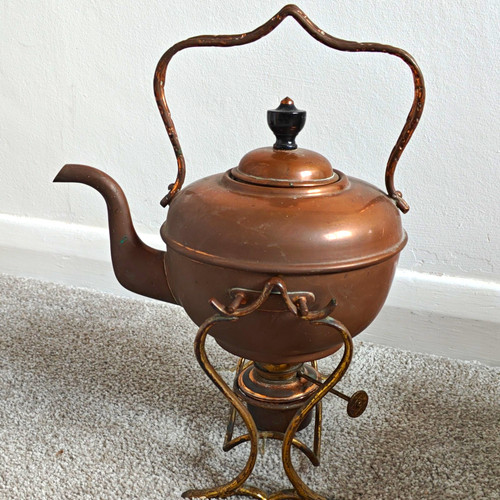 Antique copper tea kettle - antique,