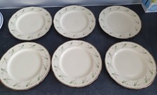 6 x Vintage ROYAL MARIGOLD Green Leaf Salad / Starter Plate Alfred Meakin 1930s