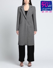 RRP €480 BIANCOGHIACCIO Flannel Coat IT42 US6 UK10 M Wool Blend Grey Lined