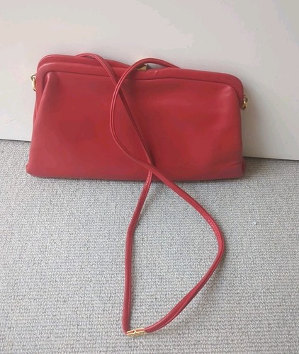 Red leather clutch detachable - leather, clutch/detachable