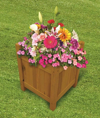 Square wooden garden planter - square,