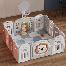 Adventure Lion Plastic Folding Baby Playpen - EVA mats, 100 balls & lots more!