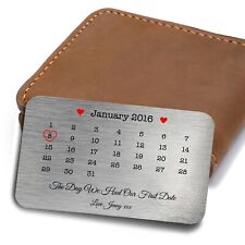 Personalised Our First Date Metal Wallet Card Keepsake Valentines Gift