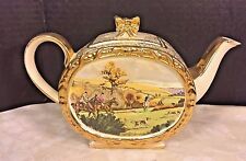 Ant Sadler Porcelain Teapot w/ Lid Gold Gilt Hunt Scene #1713 Made in England