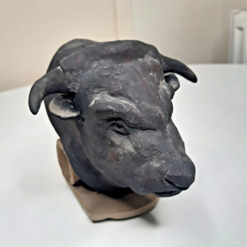 Studio pottery bulls head - pottery,