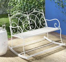 Garden Rocking Bench Metal White Furniture Love Seat Patio White Swing Chair
