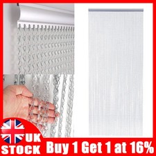215cm x 90cm Aluminium Door Fly Screen Metal Chain Curtain Insect Pest Blinds UK