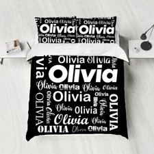 Personalised Custom Name Text Wedding Vows Duvet Cover Set Holiday Birthday Gift