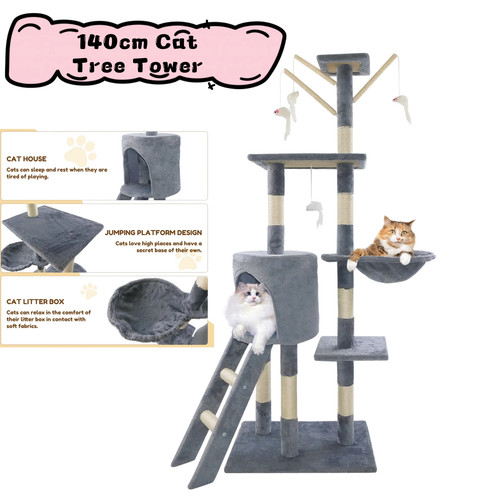 140cm multilevel cat tree - cat,