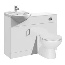 Bathroom Cabinet Vanity Unit Sink Basin Storage Toilet WC Set White 950mm