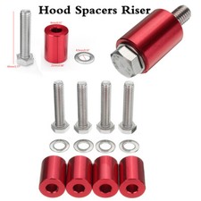 Accessory Red Aluminum Alloy Billet Car 8mm Bolt Hood Vent Spacer Riser Set Kits