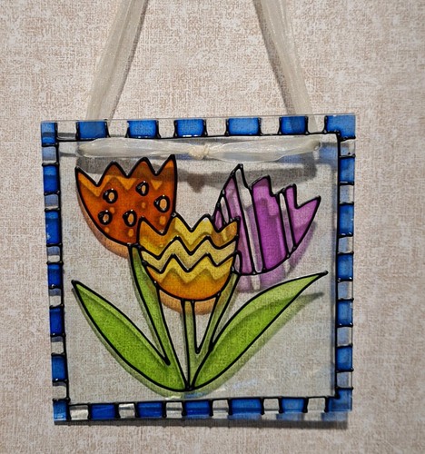 Stain glass tulip sun catcher - ,