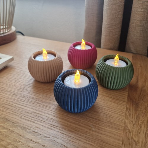 Modern round ribbed candle - modern,