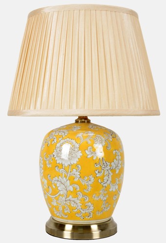 Yellow ceramic lamp oriental - lamp,