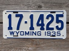 MINT 1935 Wyoming License Plate, Campbell County 17 - 1425 Unused BEAUTY!! 