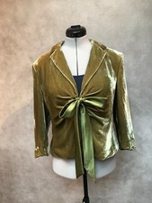 Green velvet tie jacket Size 14. Please read description and see photos.
