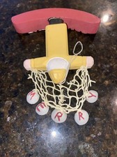 Handmade Fisherman Yellow Rain Jacket Net Merry Christmas Ornament Wooden