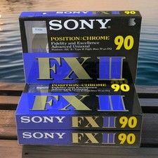 3 x Sony C-90 FXII Audio Cassette Type II Chrome Tape Vintage 1996 New Sealed