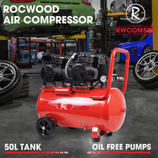Air Compressor RocwooD Electric 50L Litre 2HP 1500w Silent Oil Free 8bar 116psi