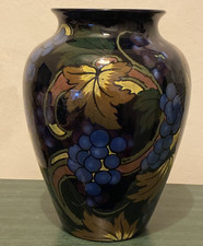 Royal Stanley Ware Jacobean Art Deco Vase Grapes 9 Inches Vintage 1930s