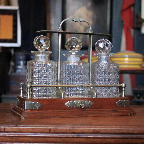 Antique oak tantalus decanter - antique,