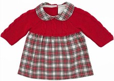 Baby Girl Dress Tartan Red Traditional Spanish Knitted